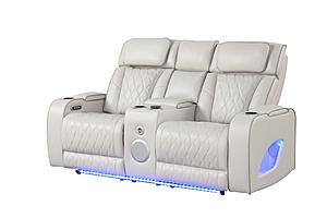 Fortuner Ice Faux Leather Reclining Loveseat w/LED by Galaxy Furniture