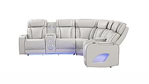 Fortuner Ice Faux Leather Power Recliner Sectional Sofa by Galaxy Furniture