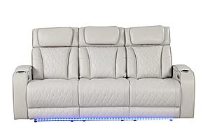 Fortuner Ice Faux Leather Reclining Sofa w/LED by Galaxy Furniture