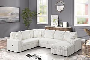 Grande Cream Velvet Sectional Sofa by Galaxy Furniture