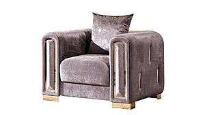 Impreza Silver Thick Velvet Fabric Upholstered Chair by Galaxy Furniture