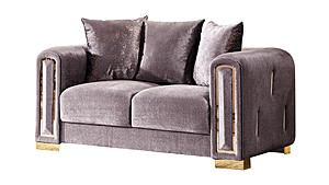 Impreza Silver Thick Velvet Fabric Upholstered Loveseat by Galaxy Furniture