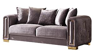 Impreza Silver Thick Velvet Fabric Upholstered Sofa by Galaxy Furniture