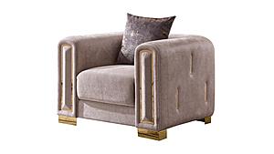 Impreza Beige Thick Velvet Fabric Upholstered Chair by Galaxy Furniture