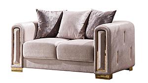 Impreza Beige Thick Velvet Fabric Upholstered Loveseat by Galaxy Furniture