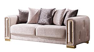 Impreza Beige Thick Velvet Fabric Upholstered Sofa by Galaxy Furniture