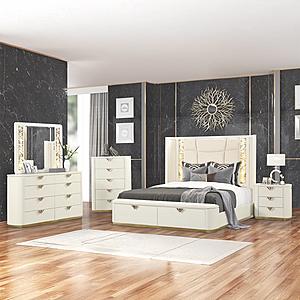 La Pierre Beige Wood Upholstered Bedroom Set by Galaxy Furniture