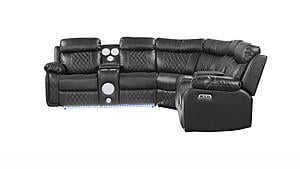 Lacrosse Gray Leather Power Recliner Sectional Sofa by Galaxy Furniture