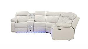 Lacrosse Ice Leather Power Recliner Sectional Sofa by Galaxy Furniture