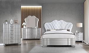 Landmark Silver Wood Upholstered Bedroom Set by Galaxy Furniture