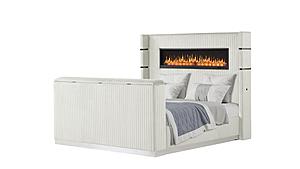 Lavish Beige Wood Upholstered Bed by Galaxy Furniture