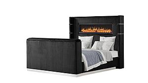 Lavish Black Wood Upholstered Bed by Galaxy Furniture