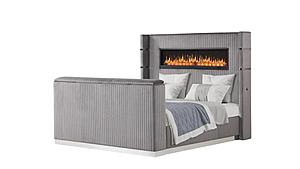 Lavish Gray Wood Upholstered Bed by Galaxy Furniture