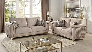 Leena Beige Sofa & Loveseat by Galaxy Furniture