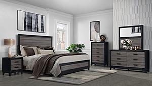 Lisbon Grey & Black Bedroom Set by Global Furniture