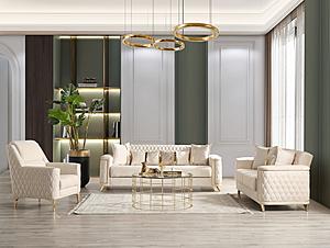 Luna Ivory Velvet Sofa, Loveseat & Chair by Galaxy Furniture