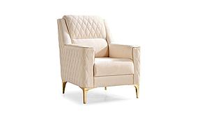 Luna Ivory Thick Velvet Fabric Upholstered Chair by Galaxy Furniture