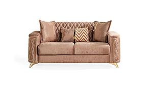 Luna Copper Thick Velvet Fabric Upholstered Loveseat by Galaxy Furniture