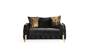 Lust Black Polyester Fabric Upholstery Loveseat by Galaxy Furniture