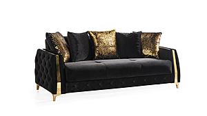 Lust Black Polyester Fabric Upholstery Sofa by Galaxy Furniture