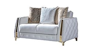 Lust Off White Polyester Fabric Upholstery Loveseat by Galaxy Furniture