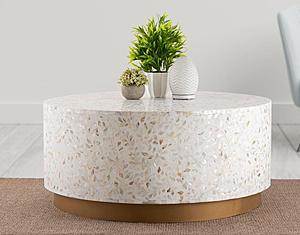 Luxe Ivory Coffee Table w/Gold Base by Galaxy Furniture