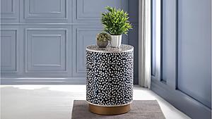 Luxe Navy Blue End Table w/Gold Base by Galaxy Furniture