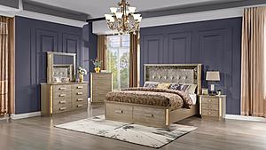Medusa Gold Wood Bedroom Set by Galaxy Furniture