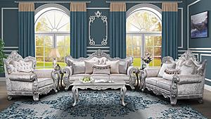 Melrose Champagne Upholstered Sofa & Loveseat by Galaxy Furniture