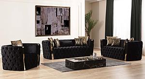 Naomi Black Velvet Sofa, Loveseat & Chair by Galaxy Furniture