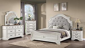 [Floor Sample] Noble Antique White Wood Bedroom Set by Galaxy Furniture