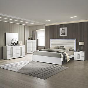 Olivia White Wood Upholstered Bedroom Set by Galaxy Furniture