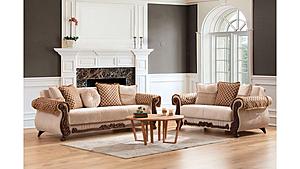 Carmen Beige Upholstered Sofa & Loveseat by Galaxy Furniture