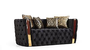 Naomi Black Velvet Fabric Sofa by Galaxy Furniture