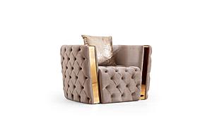 Naomi Taupe Velvet Fabric Chair by Galaxy Furniture