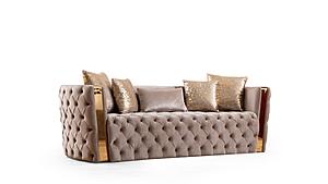 Naomi Taupe Velvet Fabric Sofa by Galaxy Furniture