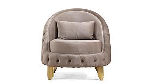 Vanessa Taupe Velvet Fabric Button-Tufted Chair by Galaxy Furniture