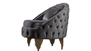 Vanessa Gray Velvet Fabric Button-Tufted Chair by Galaxy Furniture