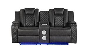 Benz Gray Faux Leather Loveseat by Galaxy Furniture