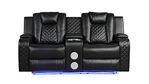 Benz Black Faux Leather Loveseat by Galaxy Furniture