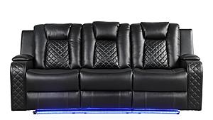 Benz Black Faux Leather Sofa by Galaxy Furniture