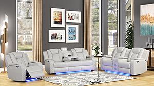 Benz Ice Faux Leather Sofa & Loveseat by Galaxy Furniture
