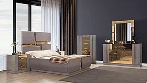 Lorenzo Metallic River Sand Gray Wood Bedroom Set by Galaxy Furniture
