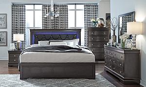 Pompei Metallic Grey Bedroom Set w/LED by Global Furniture