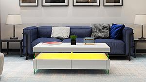Ria White Coffee Table w/Built in LED by Galaxy Furniture