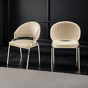 Ruby Velvet Fabric Dining Chairs w/Gold Legs (Set of 2) by Galaxy Furniture