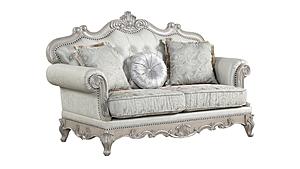 Tuscan Silver Button Tufted Upholstered Loveseat by Galaxy Furniture