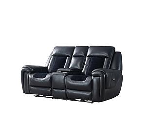 U0700 Blanche Black/Velvet Power Console Reclining Loveseat w/LED by Global Furniture