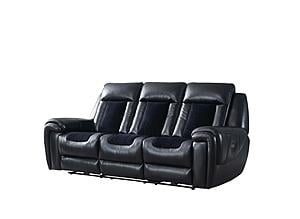 U0700 Blanche Black Velvet Power Reclining Sofa & Power Console Reclining Loveseat by Global Furniture