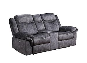 U2200 Domino Granite Power Console Reclining Loveseat w/Power Switch by Global Furniture
